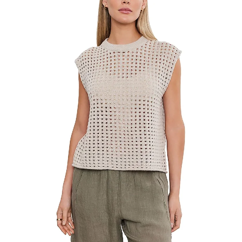 Womens Open Stitch Sleeveless Pullover Top