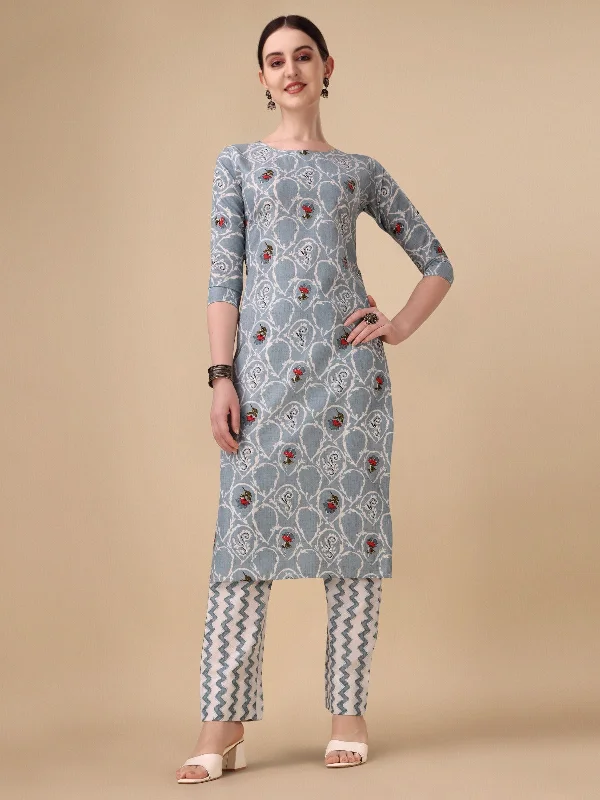 Floral Print Straight Kurta Set