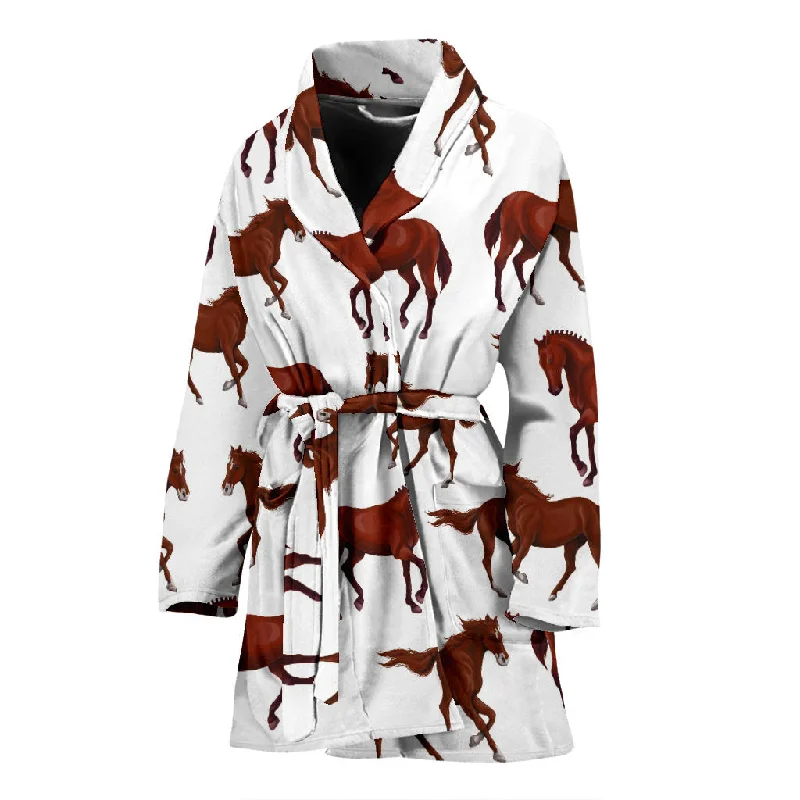 Horses Running Pattern Background Women'S Bathrobe